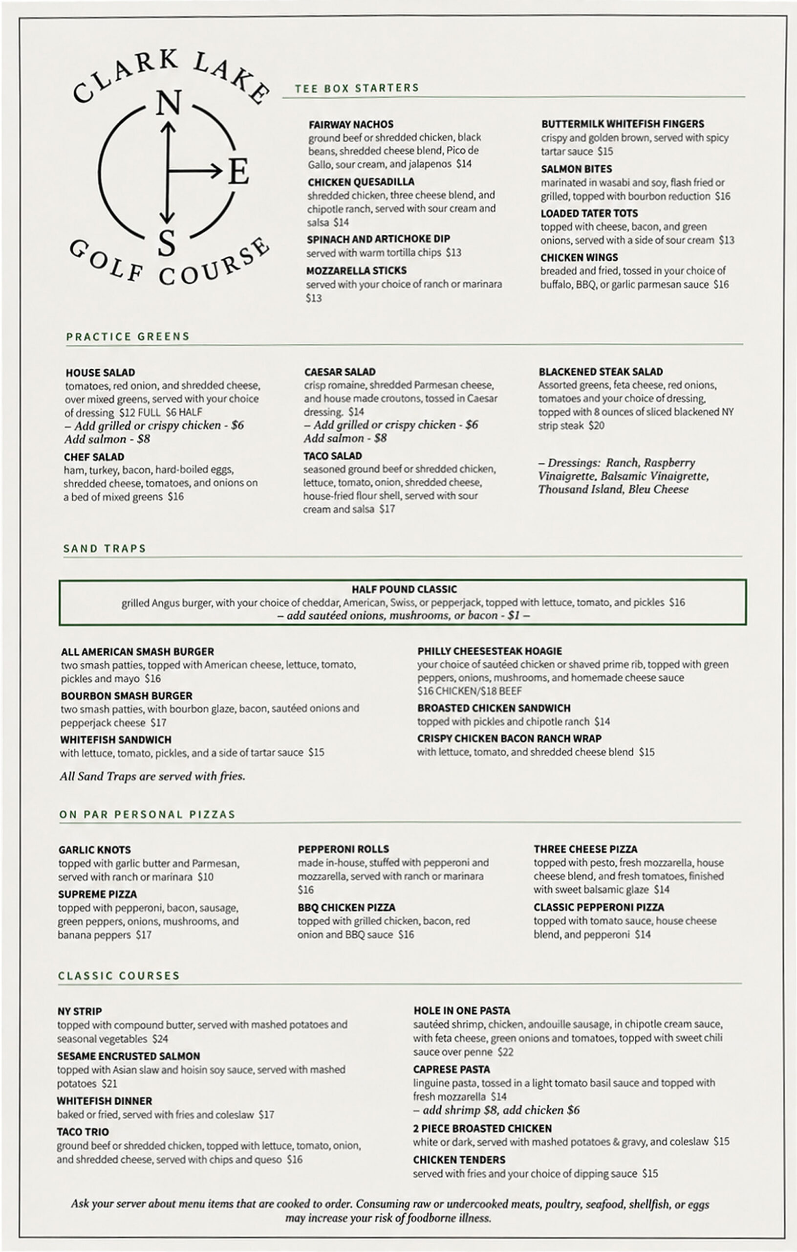 clark lake menu